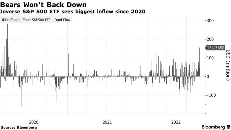 Inverse S&P 500 ETF sees biggest inflow since 2020