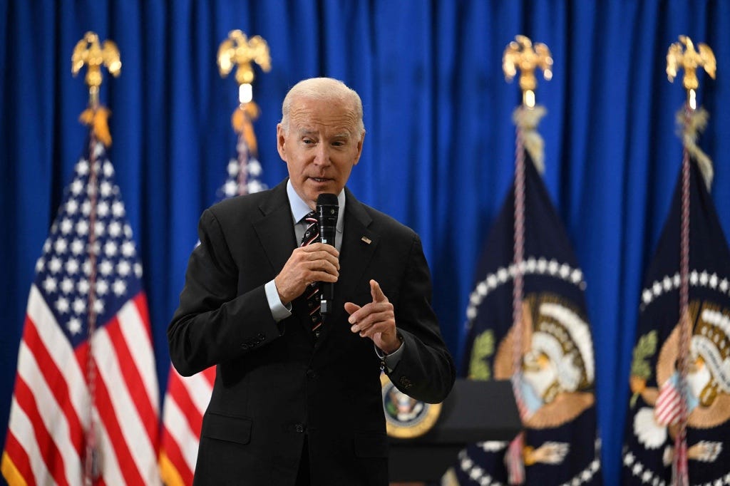 President Biden speaks in New Castle, Del. on Friday, Dec. 16, 2022.