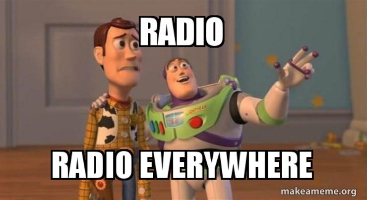 Radio everywhere buzz and woody
