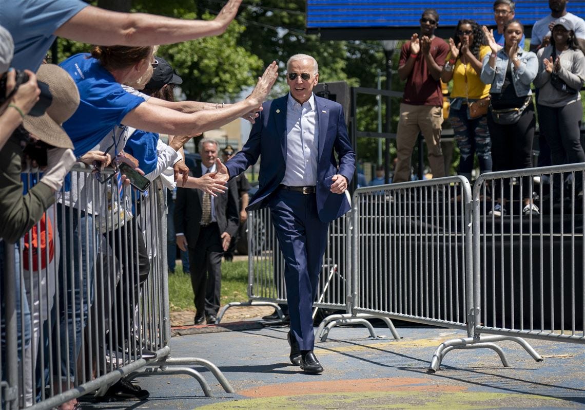 Democratic presidential candidate and former U.S. Vice President Joe Biden arrives for a campaign kickoff rally, May 18, 2019 in Philadelphia.