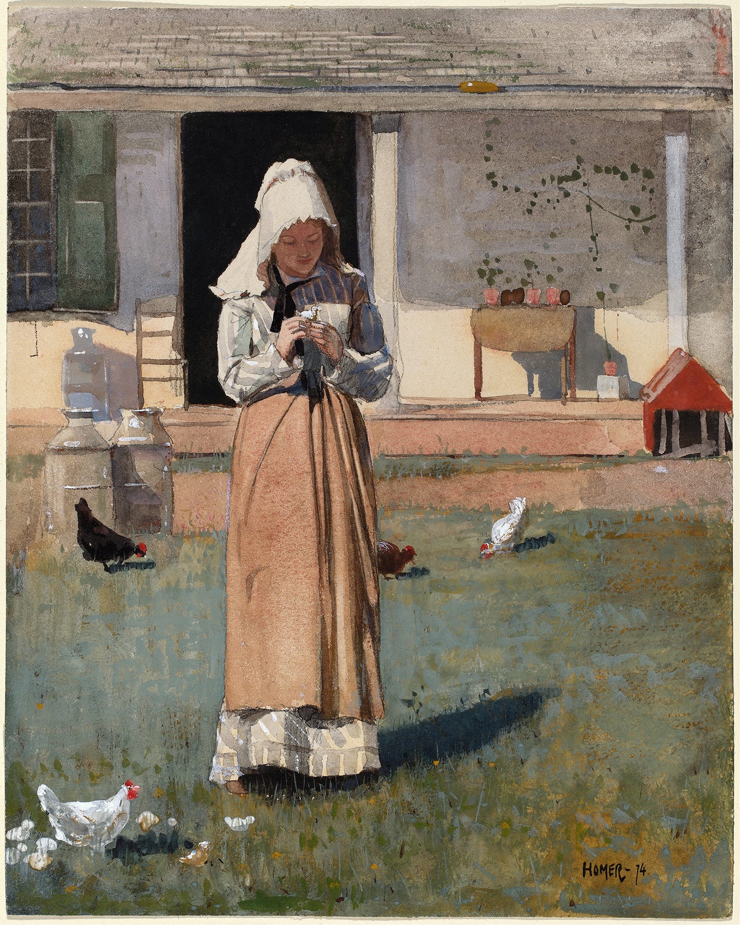 A Sick Chicken (1874) by Winslow Homer (American, 1836-1910)