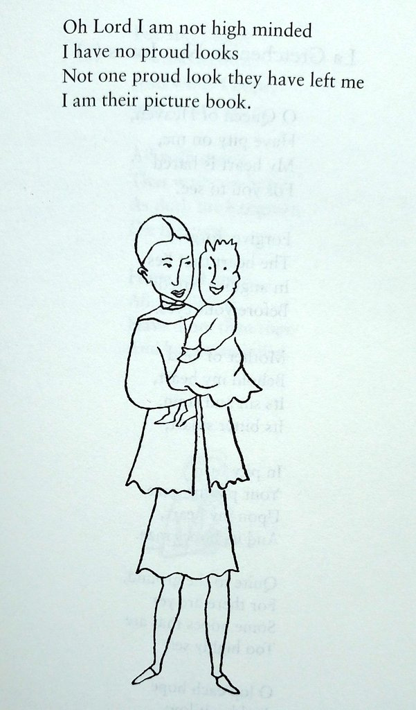 Final stanza of Smith's poem followed by her cartoon of a mother and baby