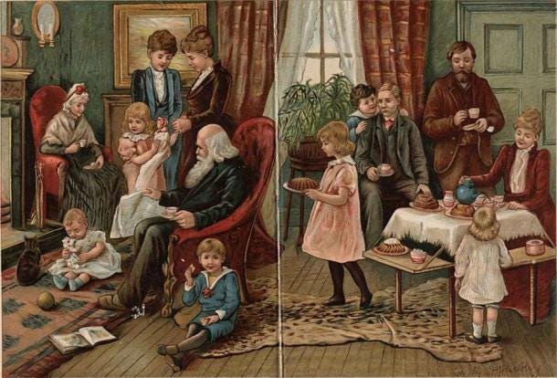 Depiction of a Victorian family at home. (Public domain)
