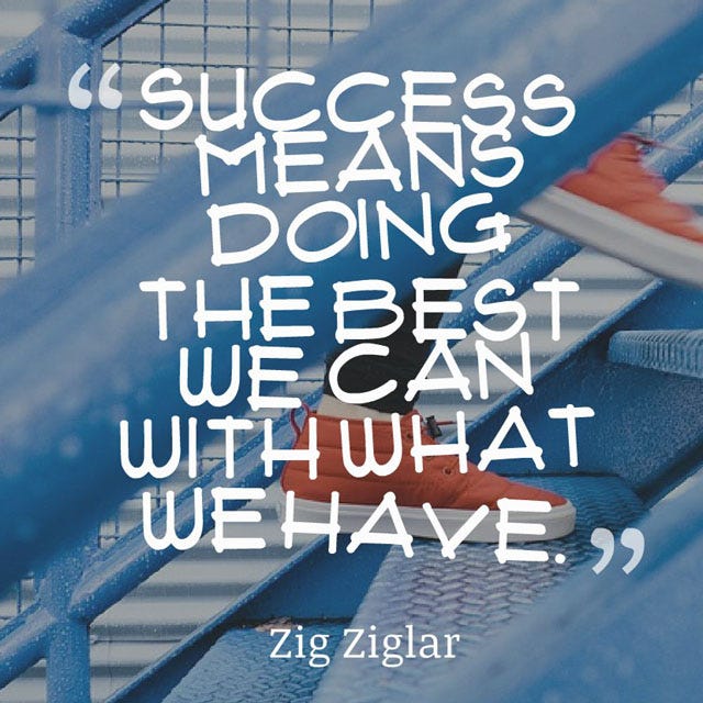 Book Marketing Tip: Success means doing the best we can with what we have. — Zig Ziglar