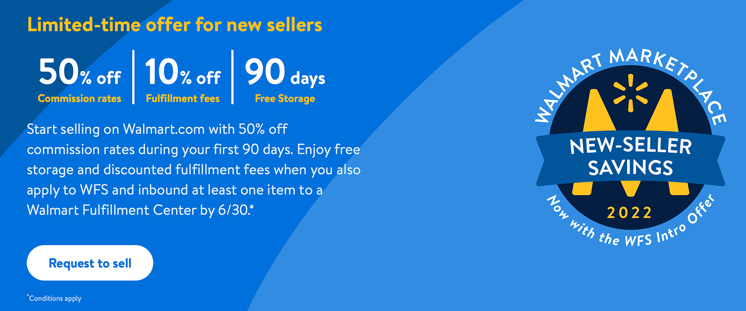 Walmart new seller offer 50% off commission rates