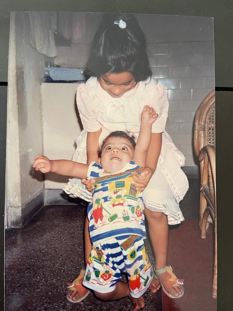This photo of my sister and I is a great example.