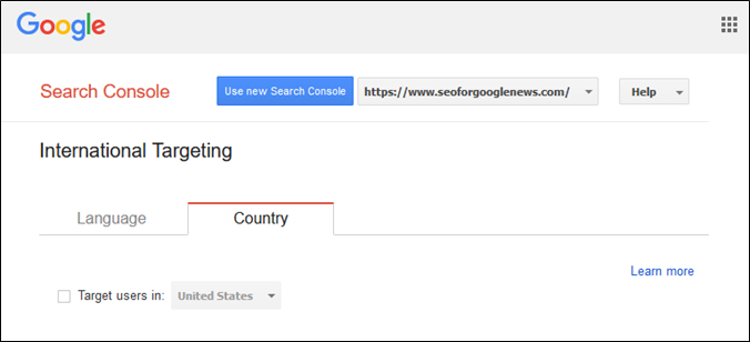 Google Search Console international targeting