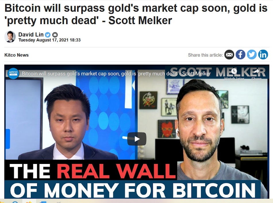 gold is dead, says bitcoin maximalist Scott Melker, but he is dead wrong