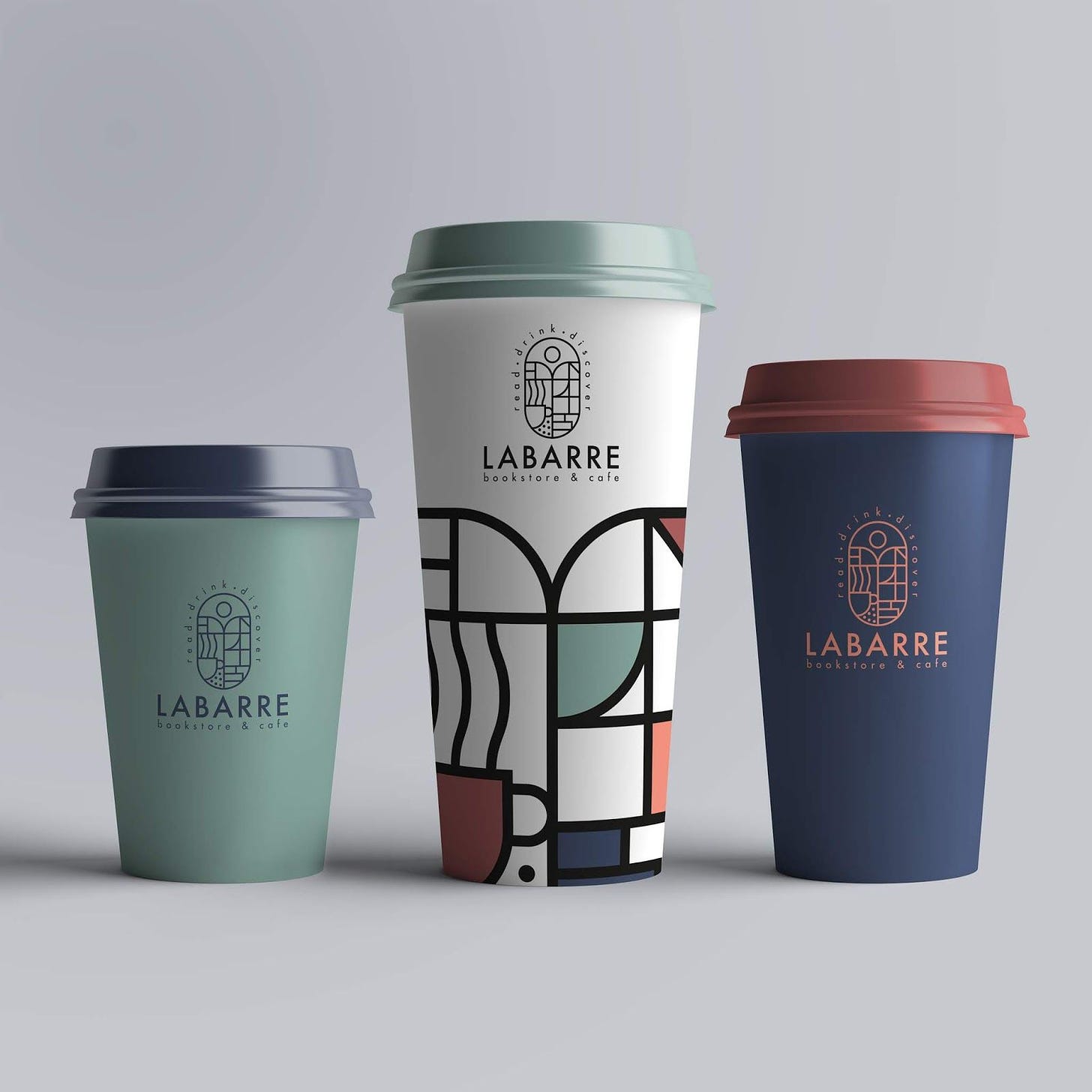 Labarre Bookstore & Cafe | Coffee shop branding, Coffee cup design, Paper  cup design
