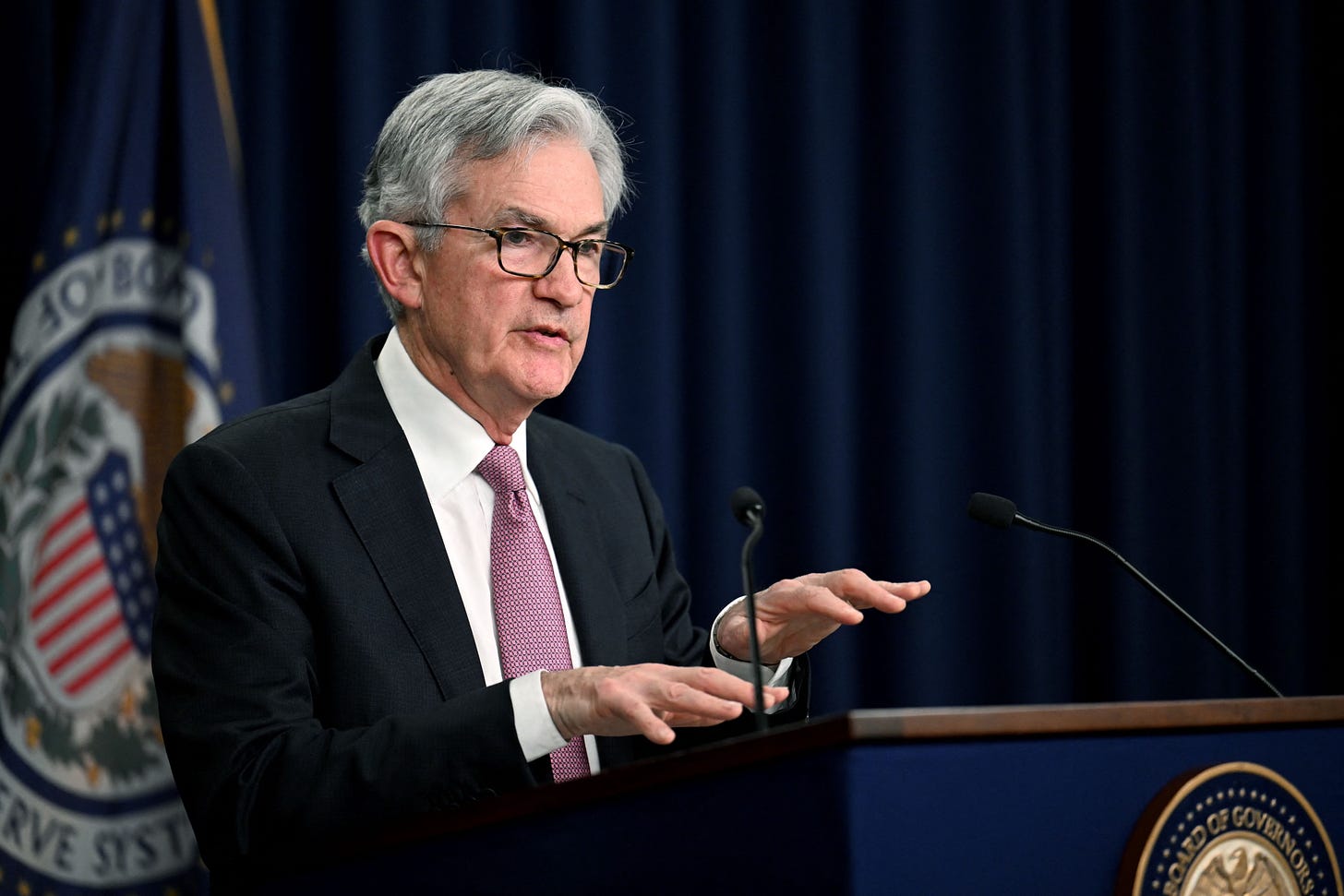 US Federal Reserve Chairman Jerome Powell speaks during a news conference in Washington, DC, on May 4, 2022. - The Federal Reserve on Wednesday raised the benchmark lending rate by a half percentage point in its ongoing effort to contain the highest inflation in four decades. (Photo by Jim WATSON / AFP) (Photo by JIM WATSON/AFP via Getty Images)