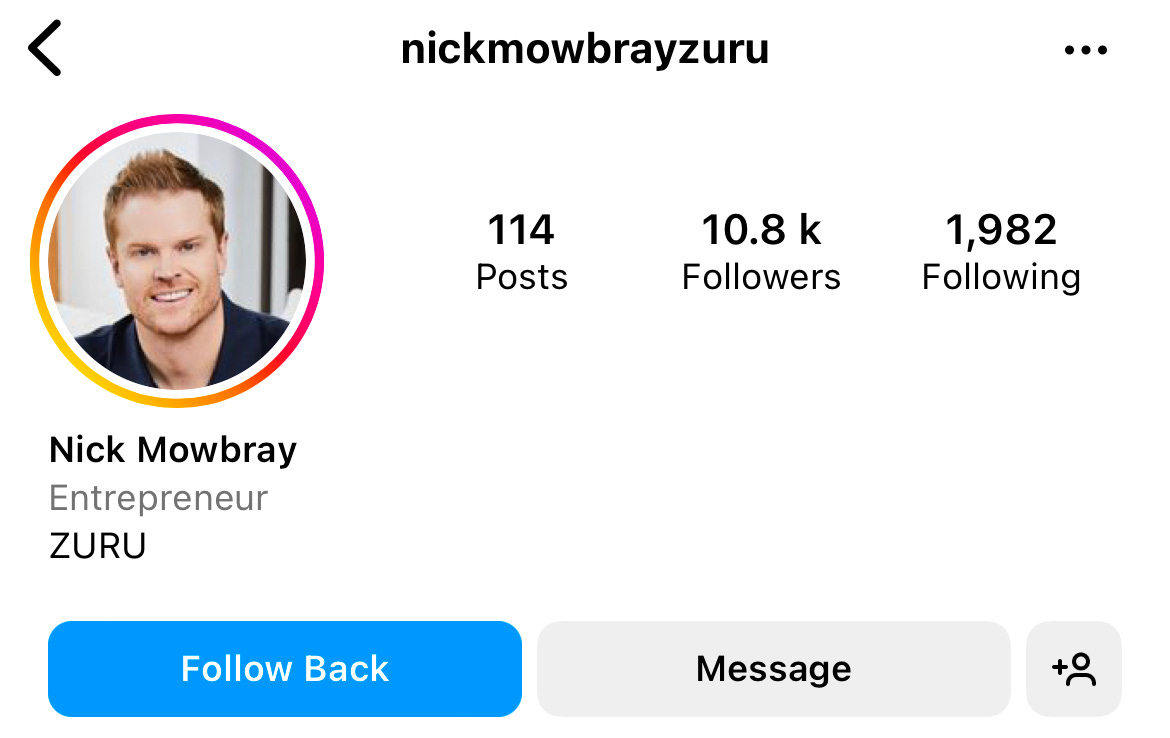 Nick follows me on Instagram