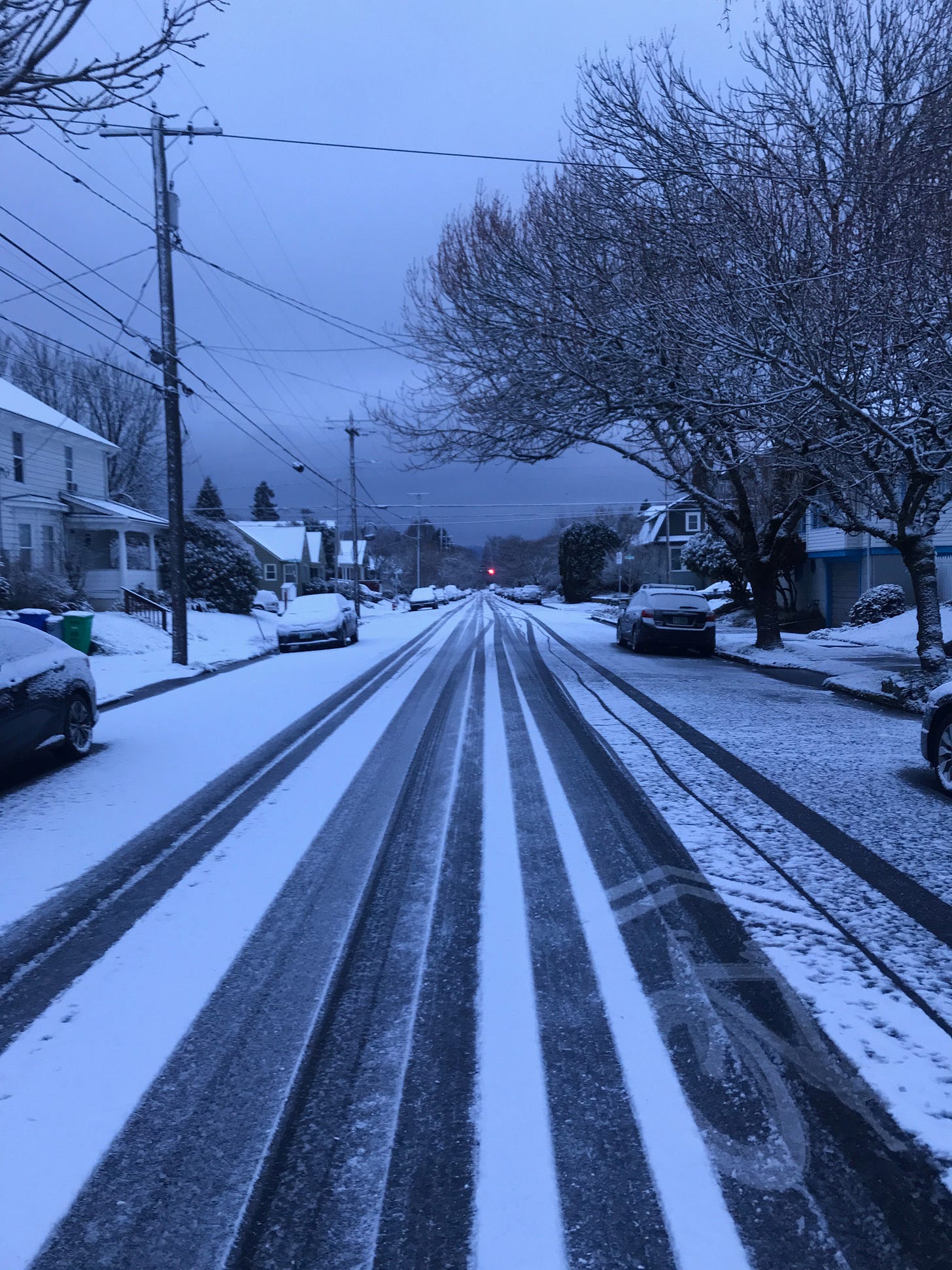 an icy neighborhood street