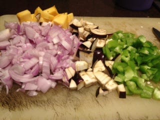 Vegetables chopped and prepped Vegetables chopped and prepped