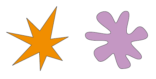 Two shapes, one with point points, one with rounded points