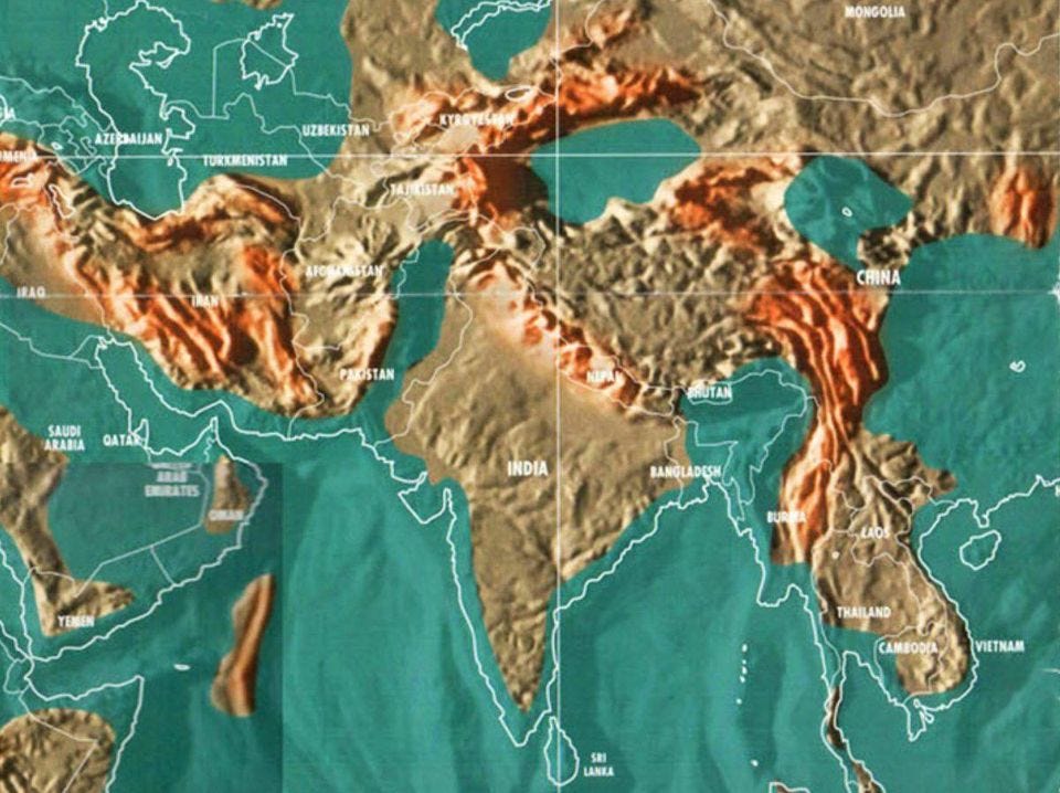 Future map of India and surrounding areas 