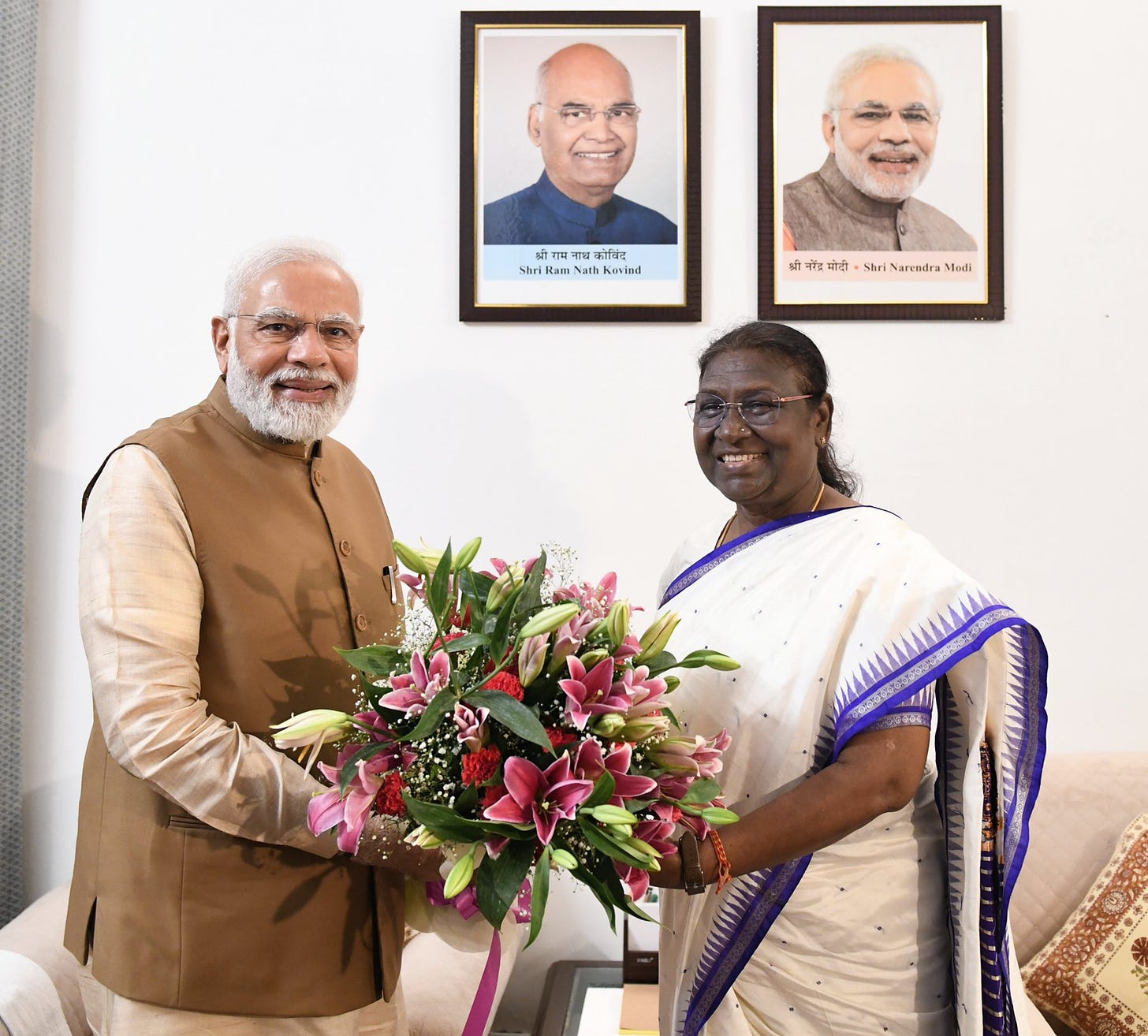 President-elect Droupadi Murmu (right) and Indian PM Narendra Modi (Image: Twitter/@narendramodi)