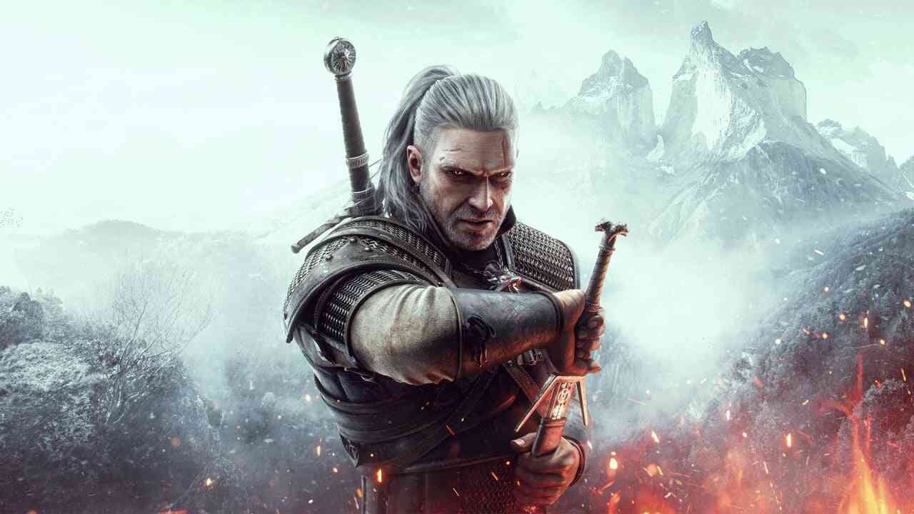 Geralt unsheathing his sword in The Witcher 3