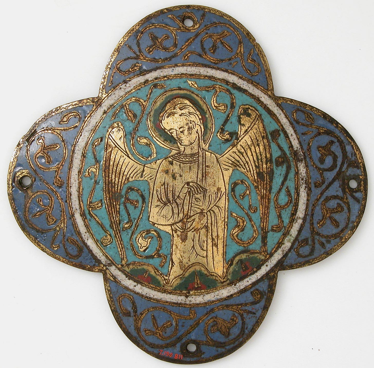 Plaque of gold angel with halo