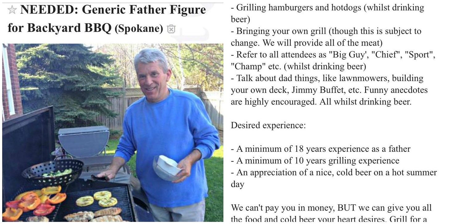 These Young Men Posted a Hysterical Ad for a &#39;Generic Father Figure&#39; for  Their Barbecue