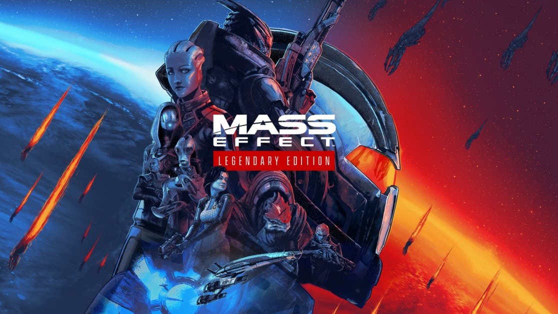 The cover of Mass Effect Legendary Edition showing various aliens and characters from the game