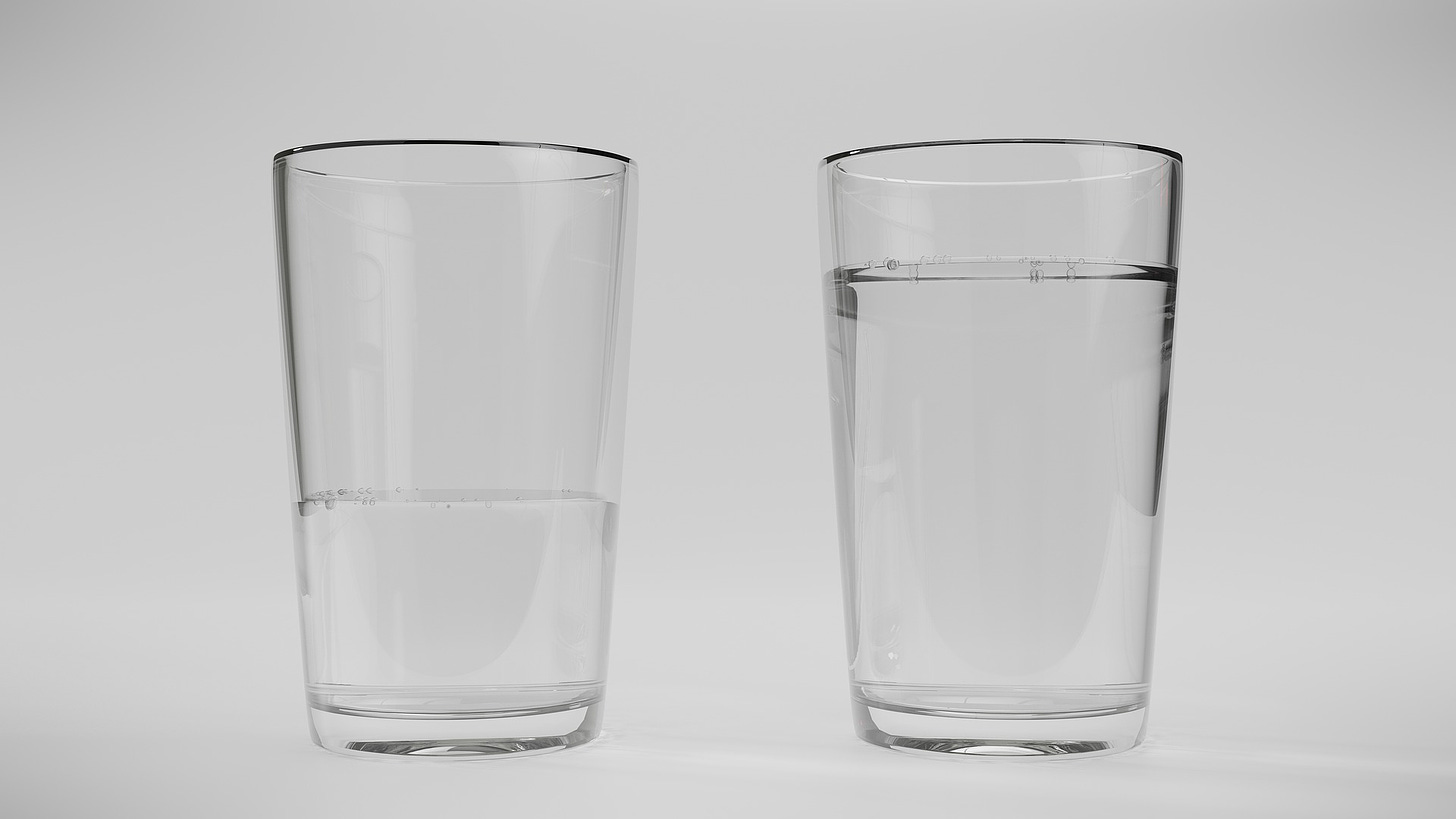 Image of half empty glass and full glass
