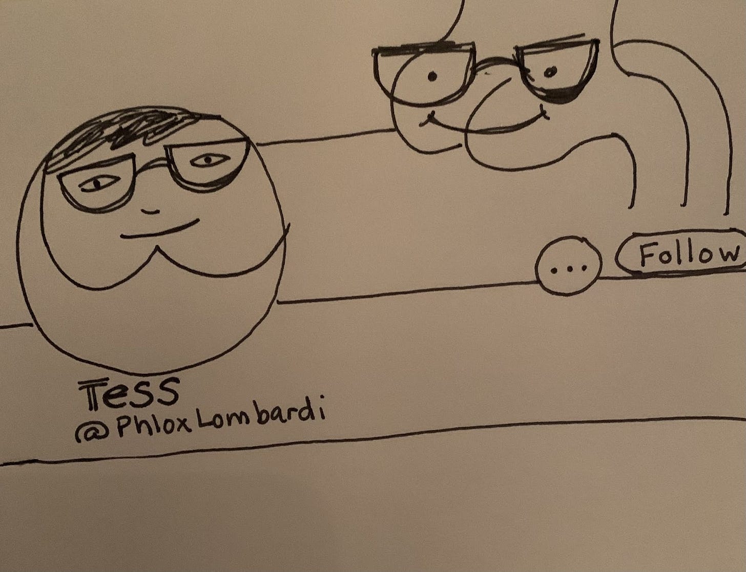 Sketch of a Twitter page with poorly-drawn butt face avatar and butt header