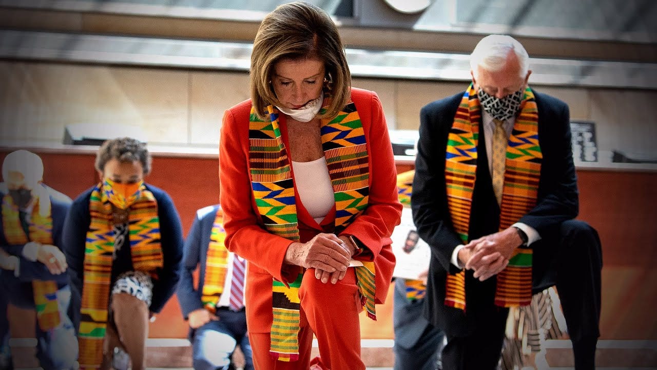 Nancy Pelosi Kneels in African Garb to Protest George Floyd Killing -  YouTube