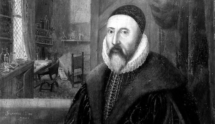 Dr John Dee, "an English mathematician, astronomer, astrologer, teacher, occultist and alchemist."