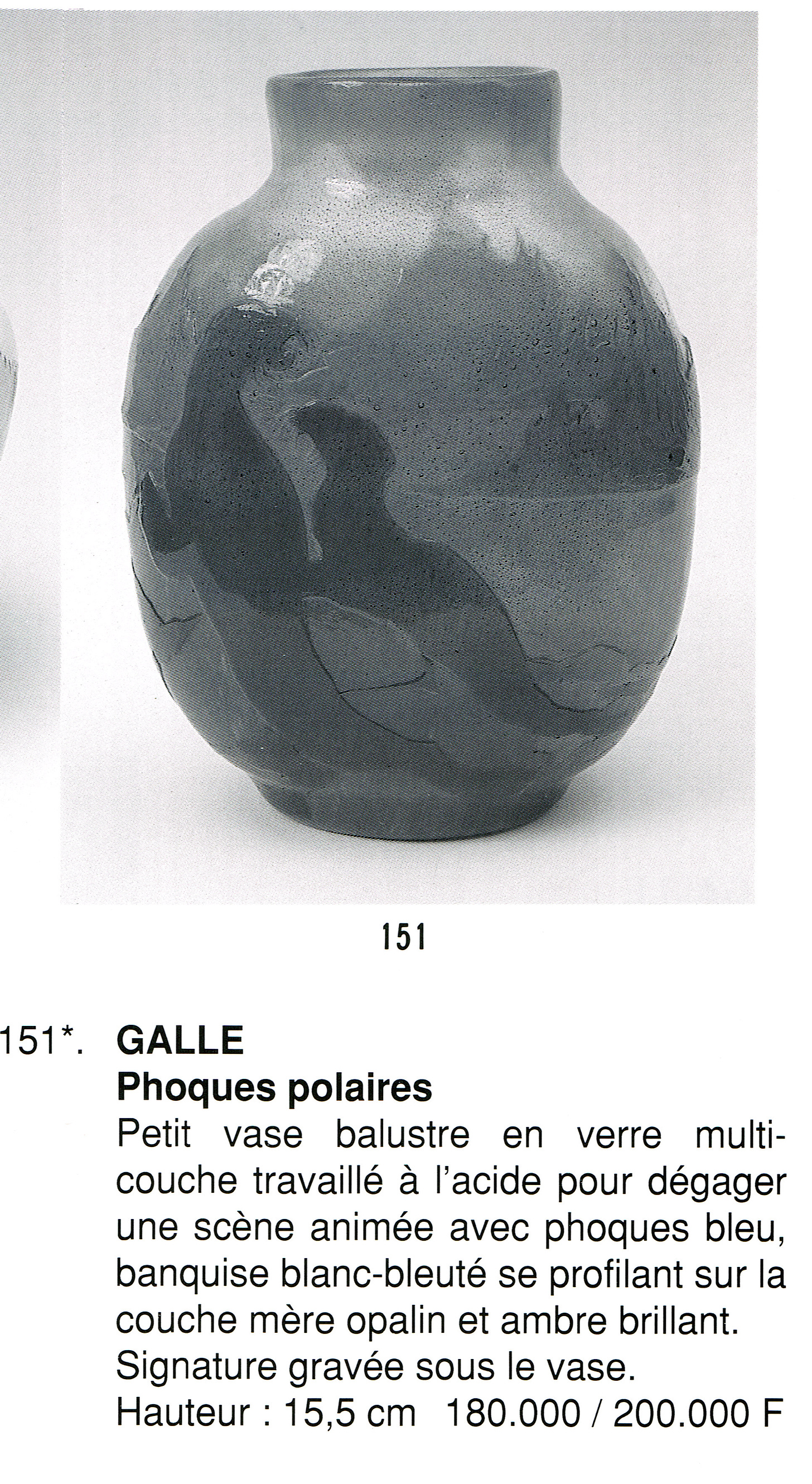 Établissements Gallé, Polar seals, original notice from the auctions catalogue Ader Picard Tajan and Est Ouest, Tokyon, 1990-11-20 lot 151 (© Ader Picard Tajan).