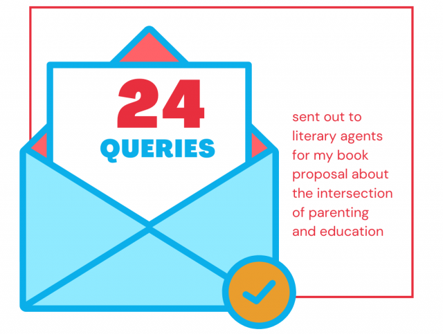 24 queries sent out to literary agents for my book proposal about the intersection of parenting and education