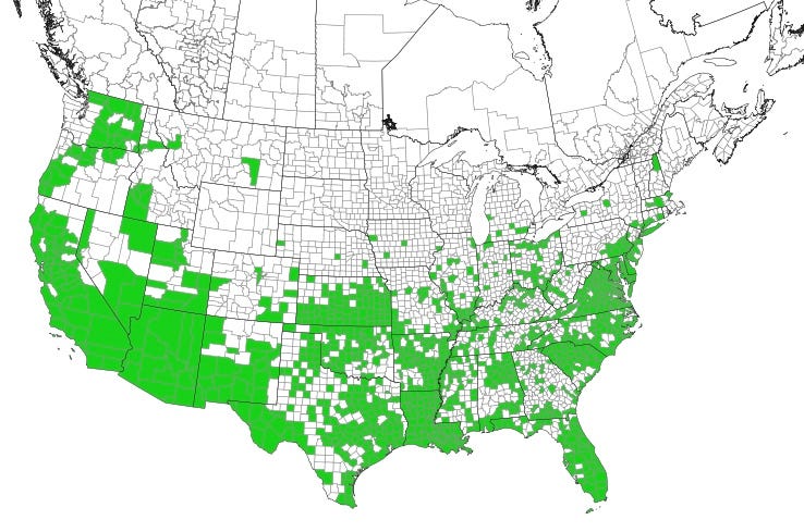 Map of bermudagrass spread in the U.S.