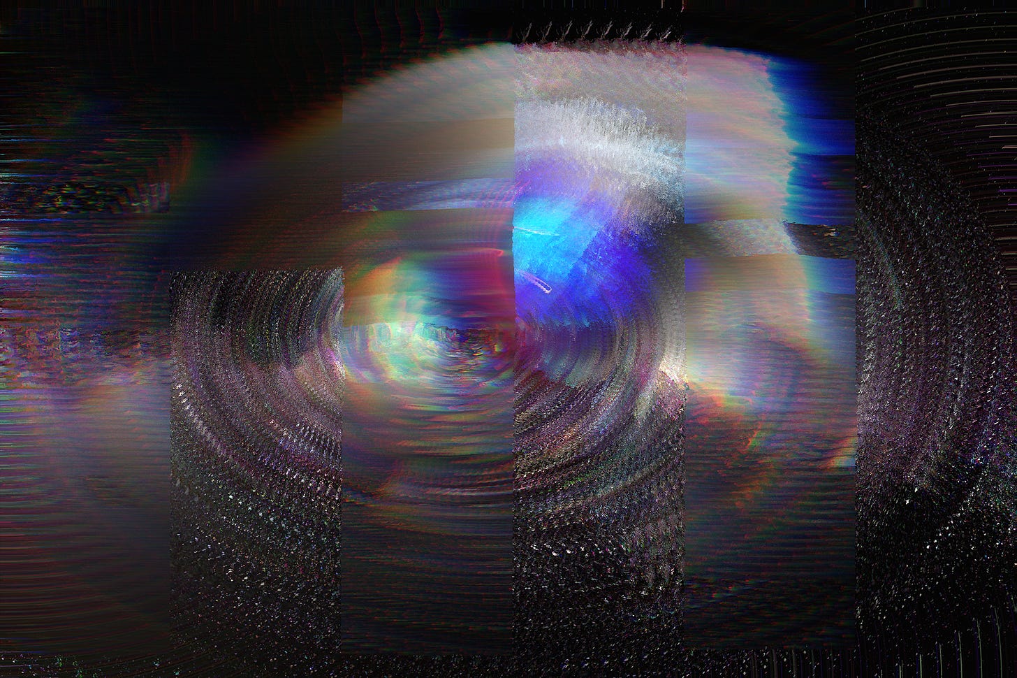 Abstract glitch art with spiral elements