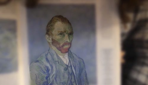 Van Gogh self portrait. The background of the portrait is blurred.