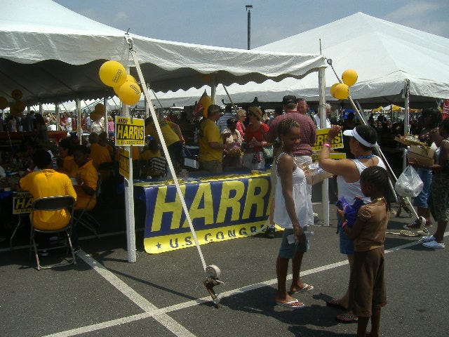 The only candidate with his own tent. That's what good fundrasing will get you I guess.