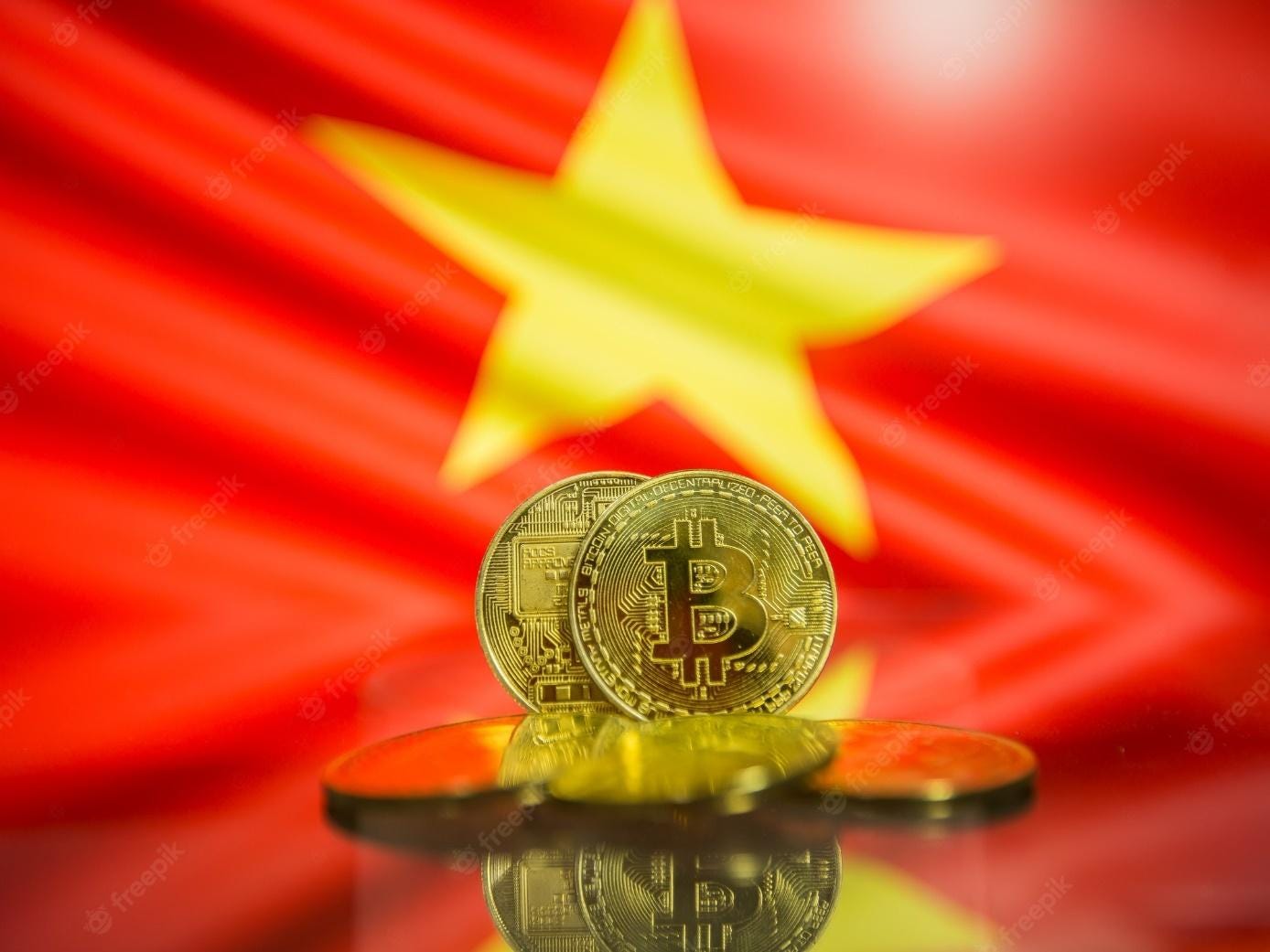 Premium Photo | Bitcoin gold coin and defocused flag of vietnam background.  virtual cryptocurrency concept.