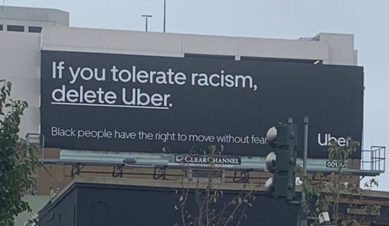 An example of Uber's woke agenda