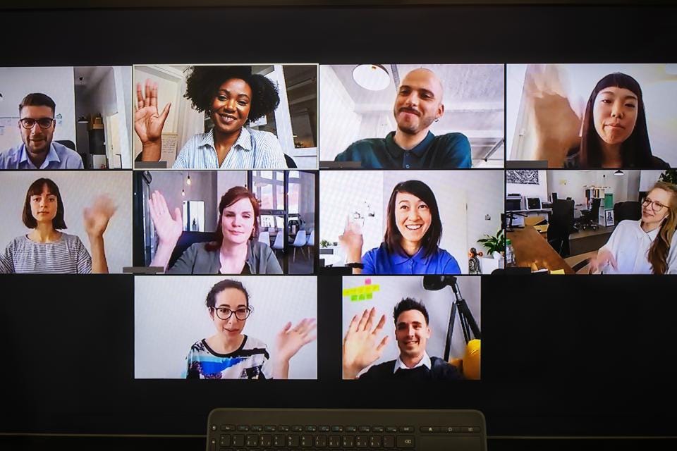 Video meeting on desktop screen