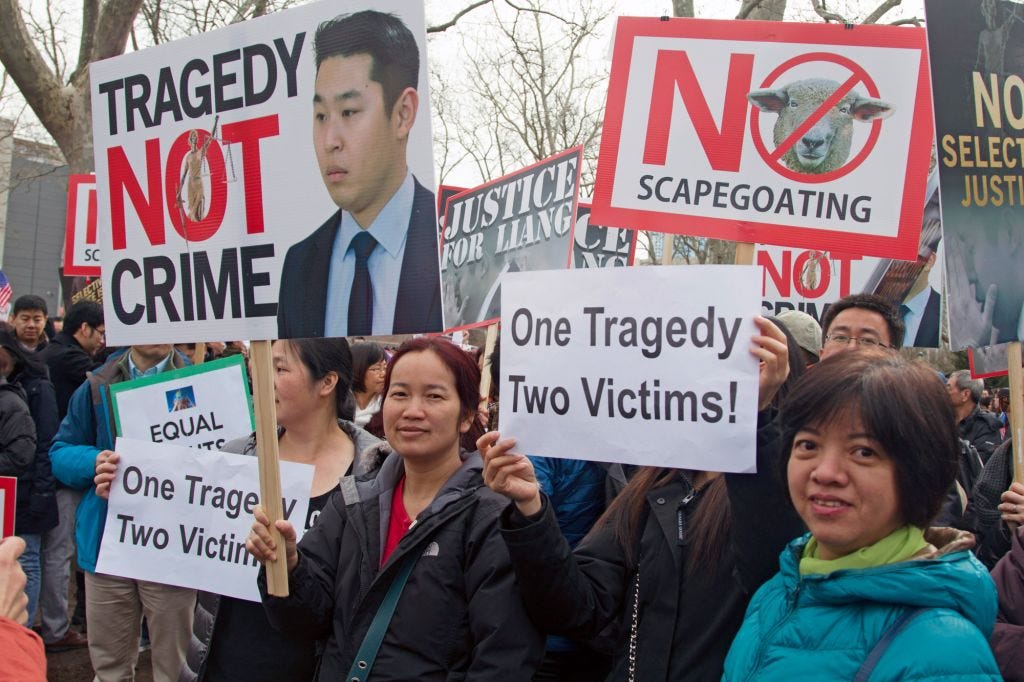 Protest in support of Peter Liang on Feb. 20 in Brooklyn, NY. Source: William Miller / New York Post.