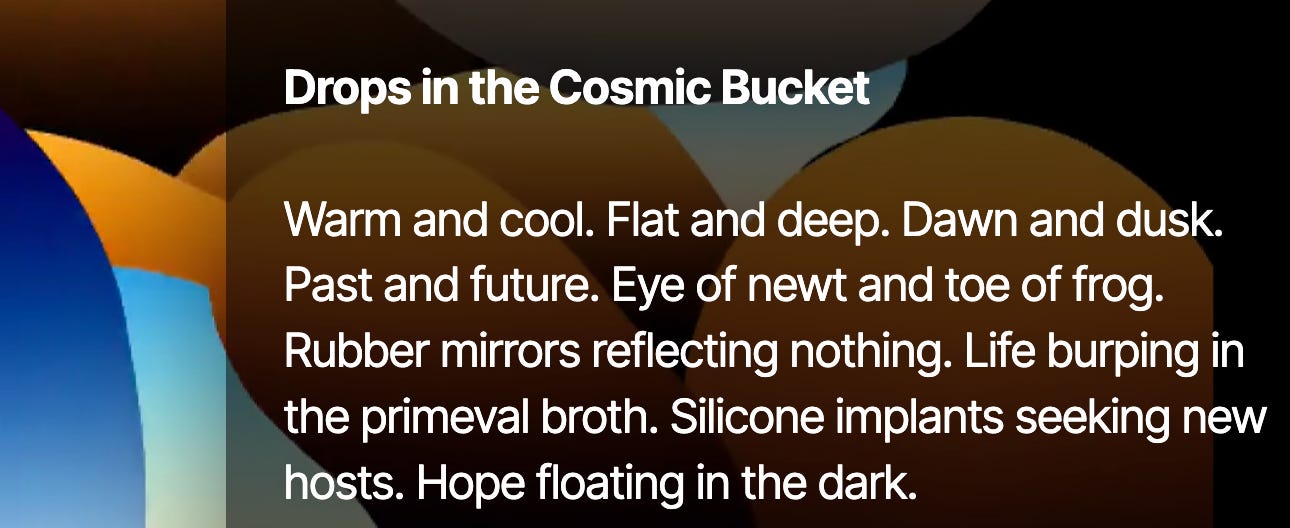 Drops in the Cosmic Bucket - Blob text