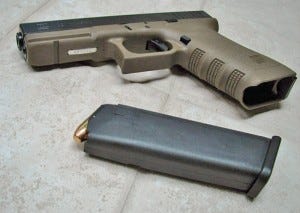 Glock handgun with magazine ejected