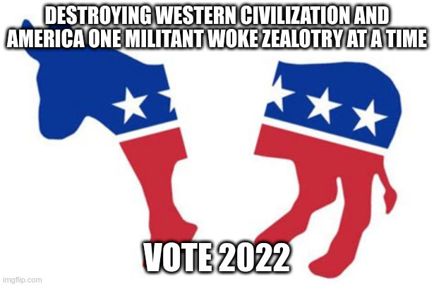  DESTROYING WESTERN CIVILIZATION AND AMERICA ONE MILITANT WOKE ZEALOTRY AT A TIME; VOTE 2022 | made w/ Imgflip meme maker