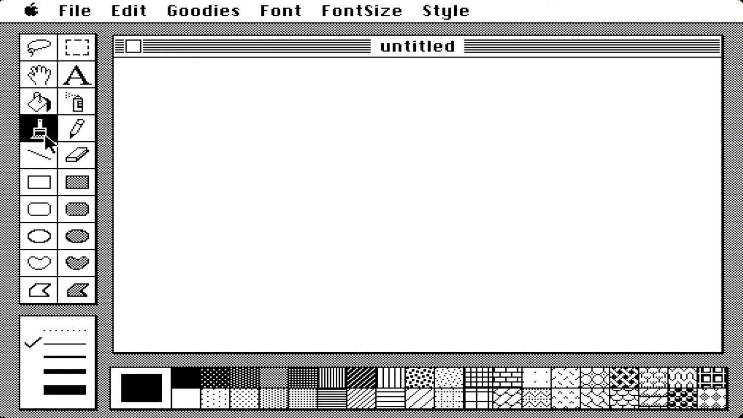 Screenshot del MacPaint del Mac OS System 1.0.