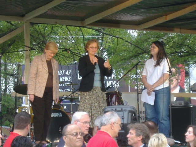 Salisbury Mayor Barrie Tilghman had a few words to say prior to coming down off the stage and doing her ceremonial duty.