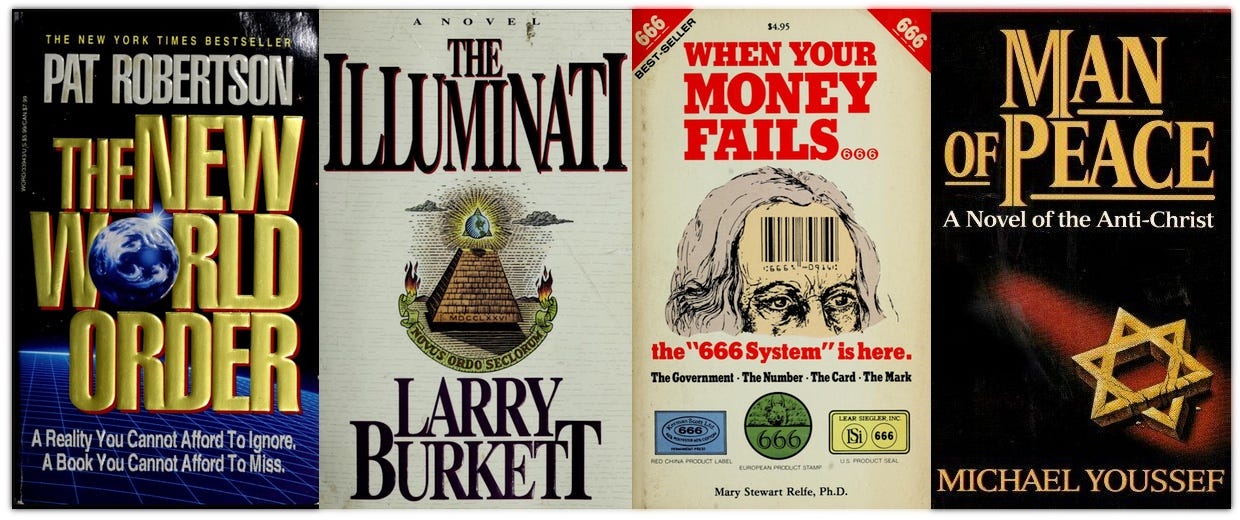 Cover art for The New World Order, The Illuminati, When Your Money Fails, and Man of Peace