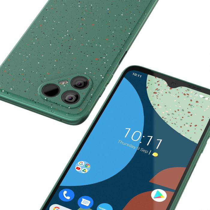 Fairphone 4 Green Speckled Front and Back