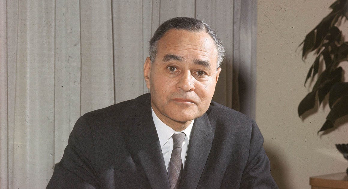 Ralph Bunche, United Nations Undersecretary General, signs papers at his desk in his office at the U.N. headquarters in New York City, April 26, 1963.  (AP Photo)