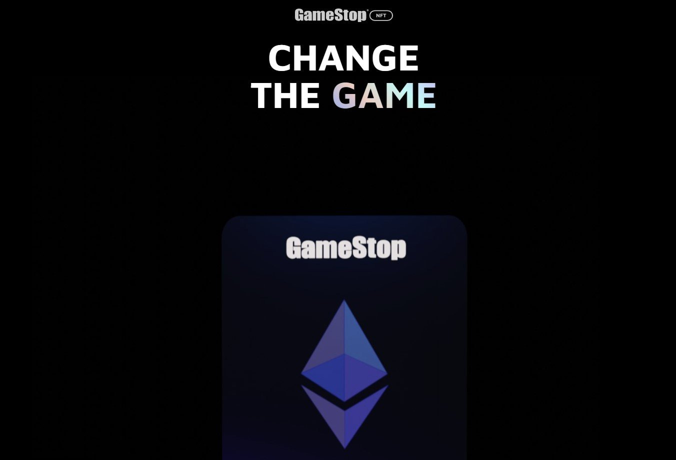 screenshot of Gamestop NFT marketplace website featuring motto "Change The Game"
