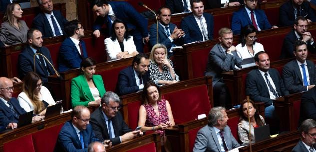 RN deputies in the National Assembly, August 2, 2022. (Stephane-DUPRAT / SIPA)