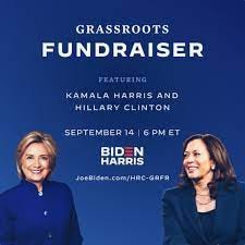 Hillary Clinton - I hope you'll join Kamala Harris and me for our first  grassroots event together next Monday. We'll talk about the Biden-Harris  team's plans to get our country back on