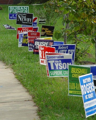 library voting signs